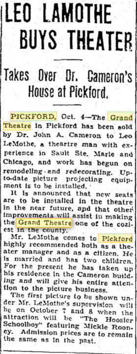 Grand Theatre - Oct 4 1938 Changes Hands